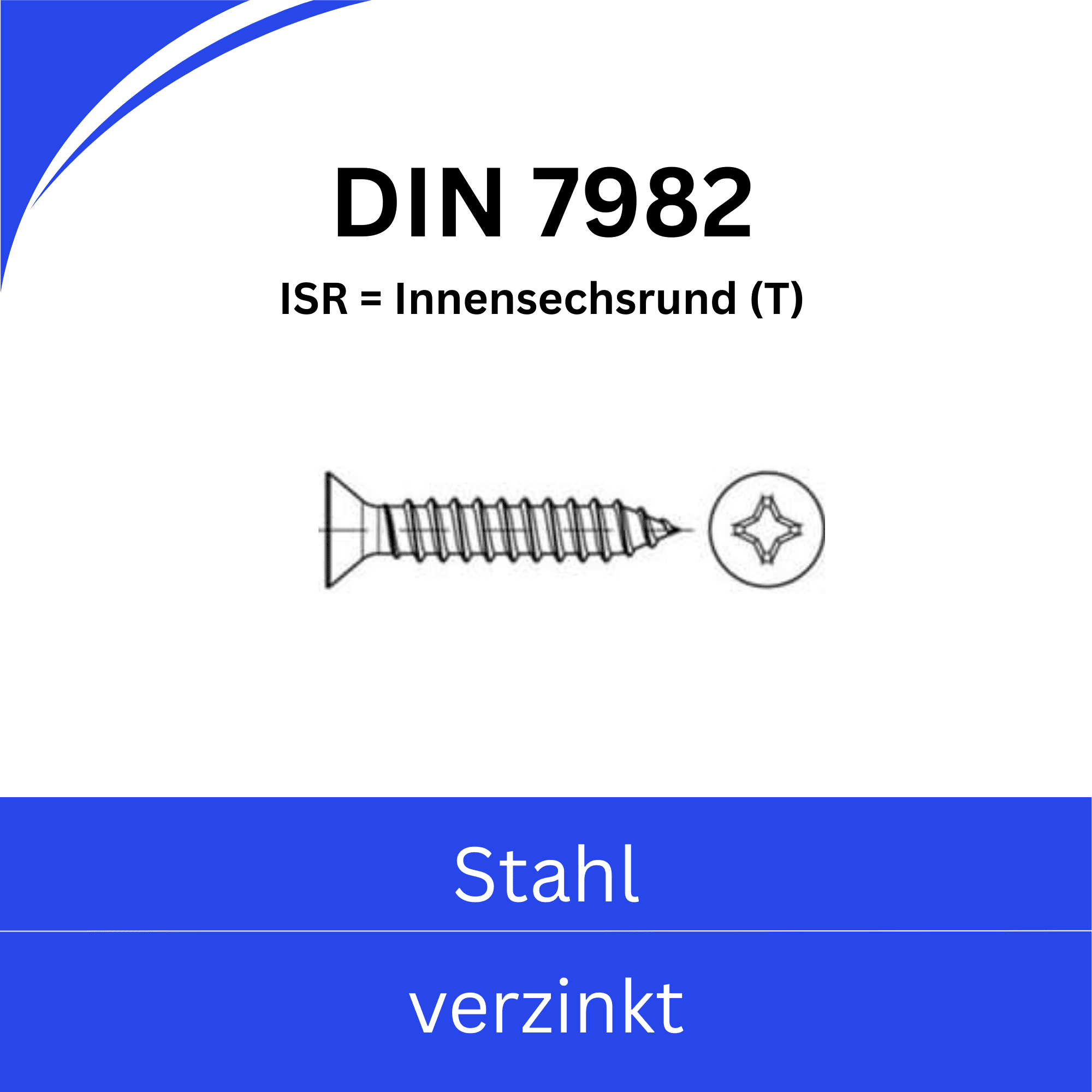 Bild von ➤ Kategorie: DIN 7982 Stahl verzinkt (ISR = Innensechsrund (T))